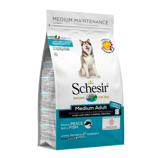 Schesir Medium fish dry dog food, 3 kg