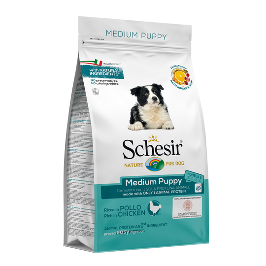Schesir Medium Puppy chicken dry puppy food, 3 kg