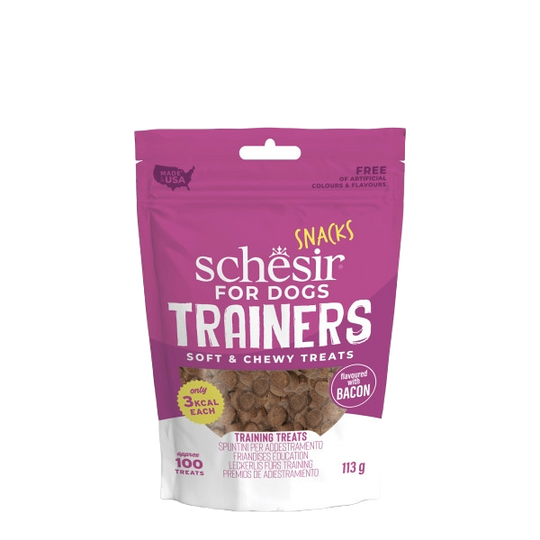 Schesir Snack Trainers bacon dog training treats, 113 g