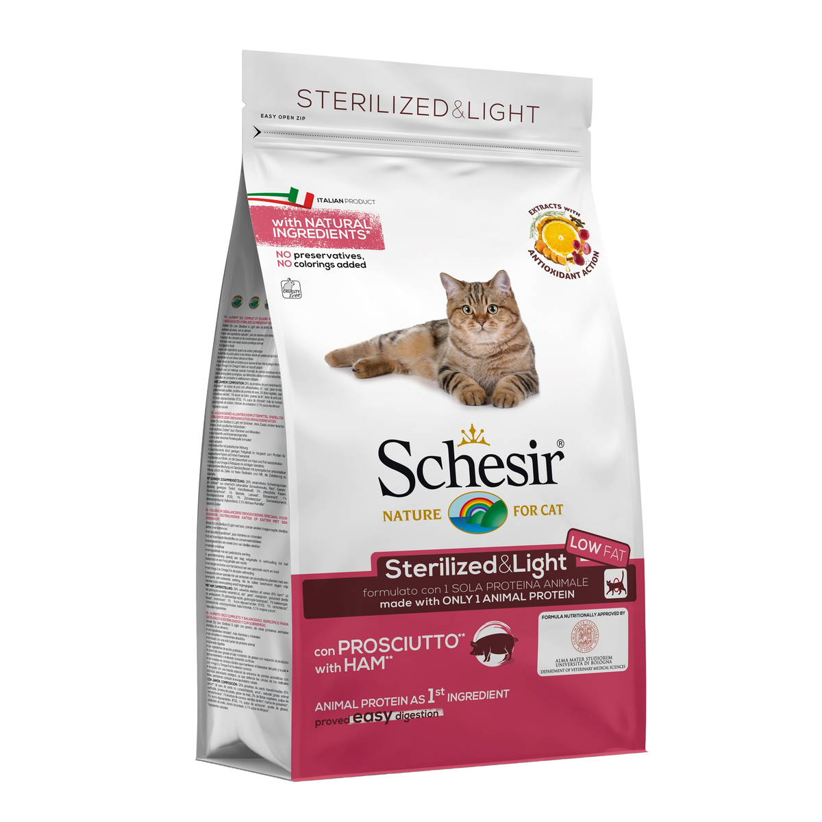 Schesir Sterilised & Light ham dry cat food, 1.5 kg
