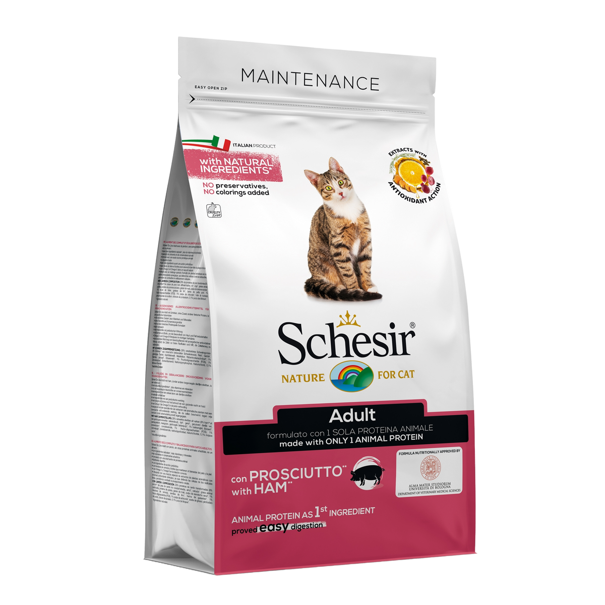 Schesir ham dry cat food, 1.5 kg