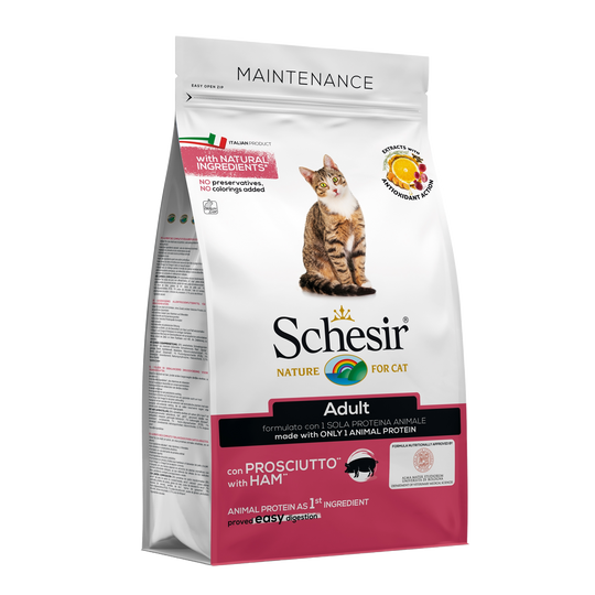 Schesir ham dry cat food, 1.5 kg