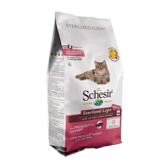 Schesir Sterilised & Light ham dry cat food, 10 kg