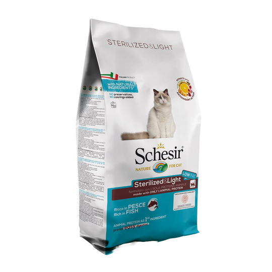 Schesir Sterilised & Light fish dry cat food, 10 kg