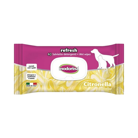 Inodorina Refresh pet wipes with citronella for dogs and cats