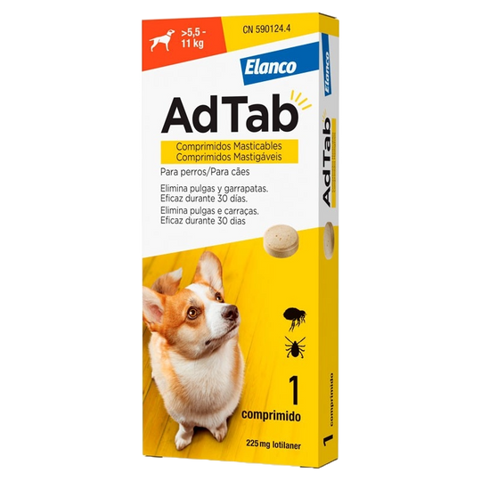 AdTab 225 mg flea and tick tablet for dogs over 5.5 to 11 kg
