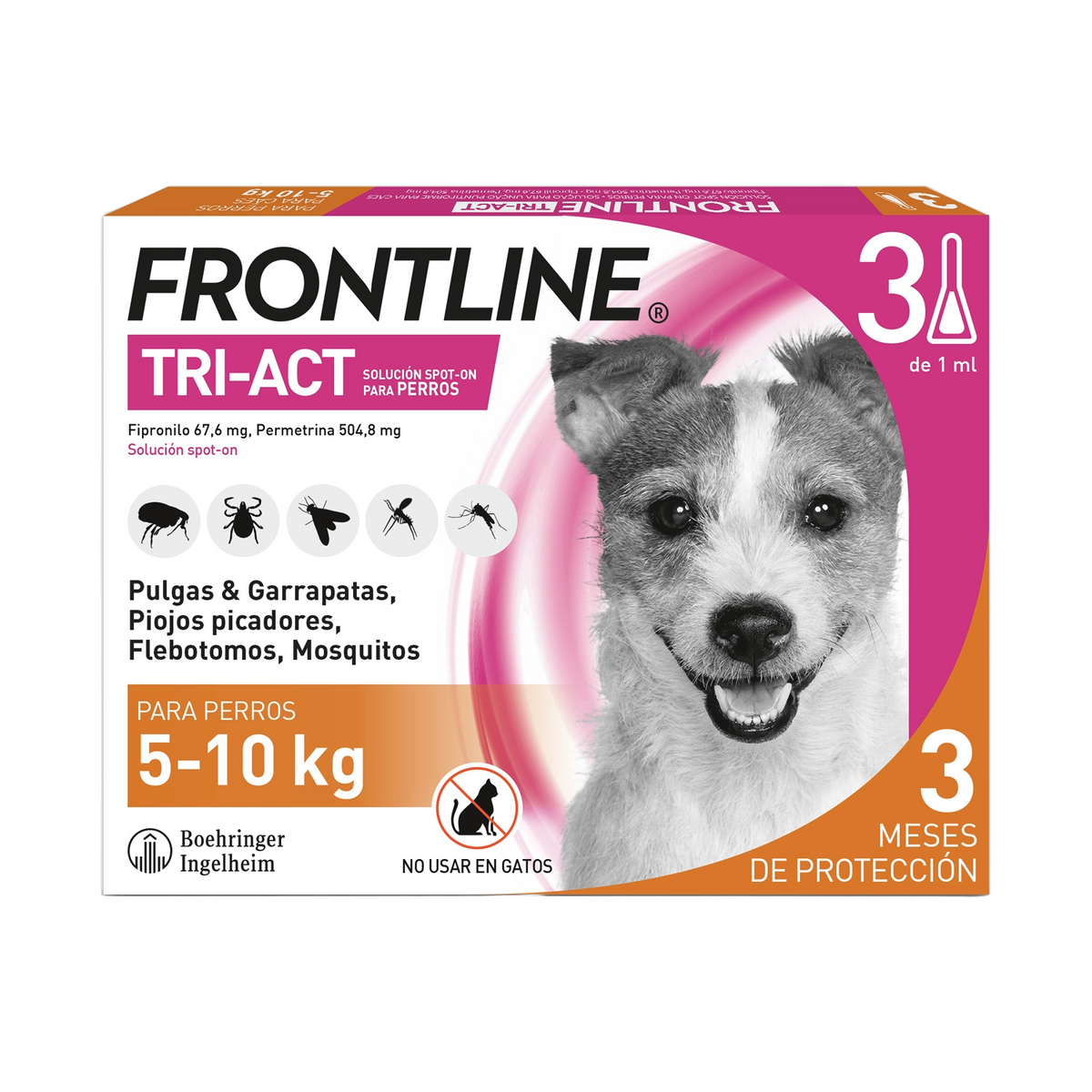 Frontline Tri-Act spot-on for dogs 5–10 kg, 3 pipettes