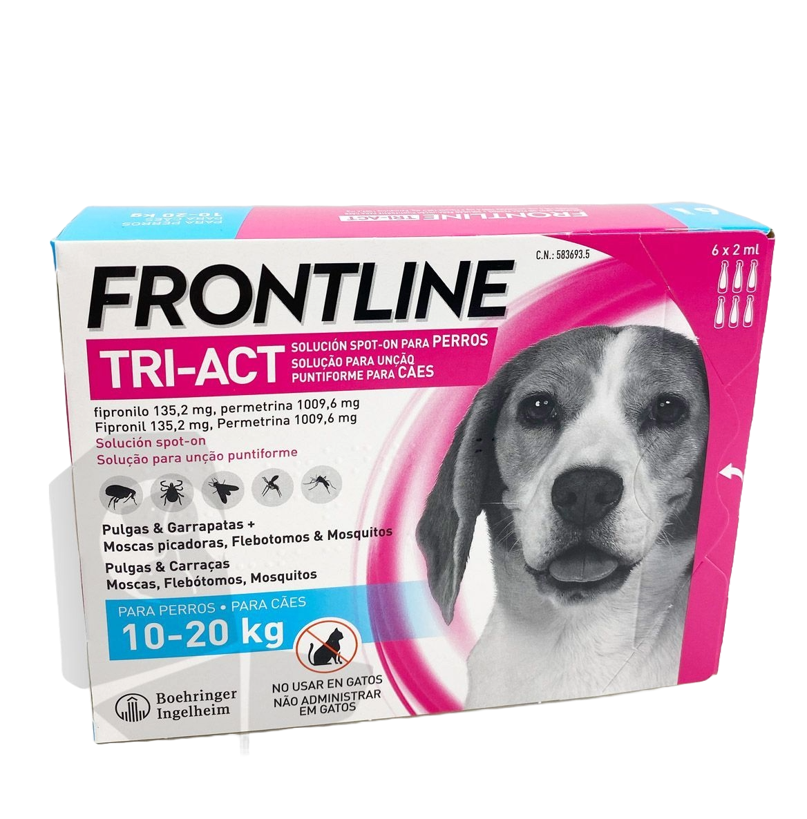 Frontline Tri-Act spot-on for dogs 10–20 kg, 6 pipettes