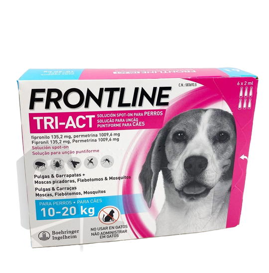 Frontline Tri-Act spot-on for dogs 10–20 kg, 6 pipettes