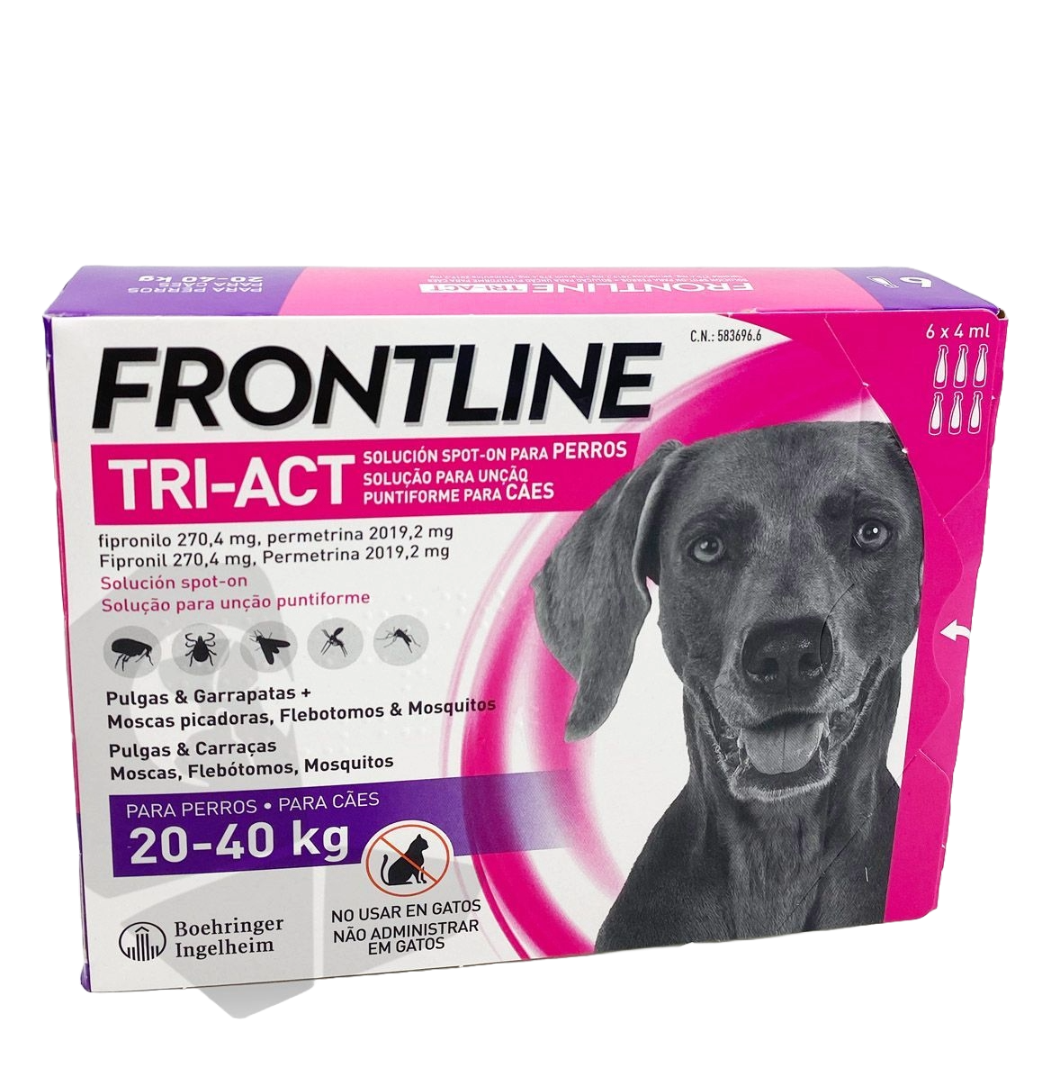 Frontline Tri-Act spot-on for dogs 20–40 kg, 6 pipettes