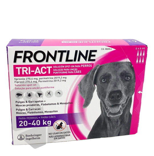 Frontline Tri-Act spot-on for dogs 20–40 kg, 6 pipettes
