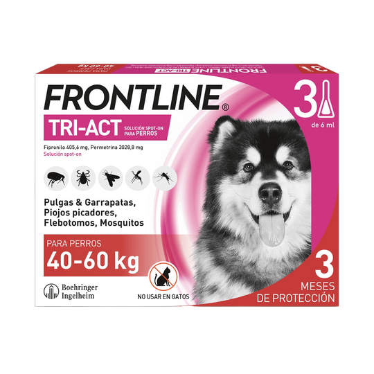 Frontline Tri-Act spot-on for dogs 40–60 kg, 6 pipettes