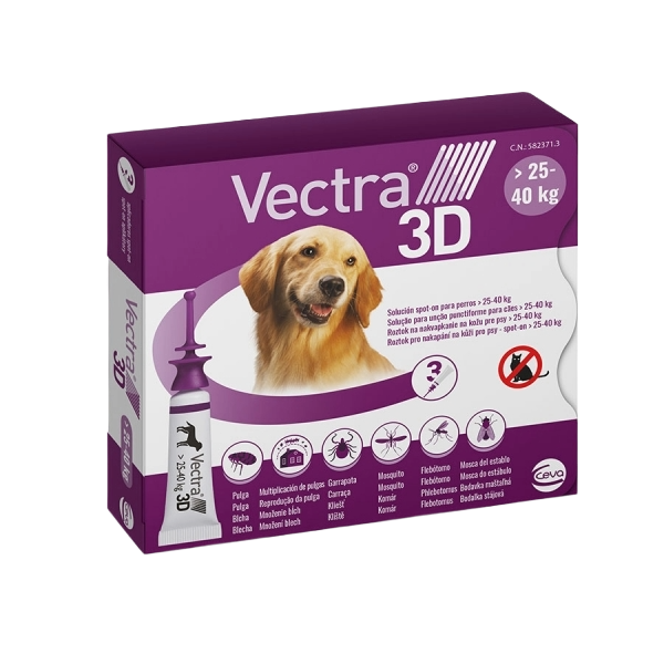 Vectra 3D spot-on for dogs 25–40 kg, 3 pipettes