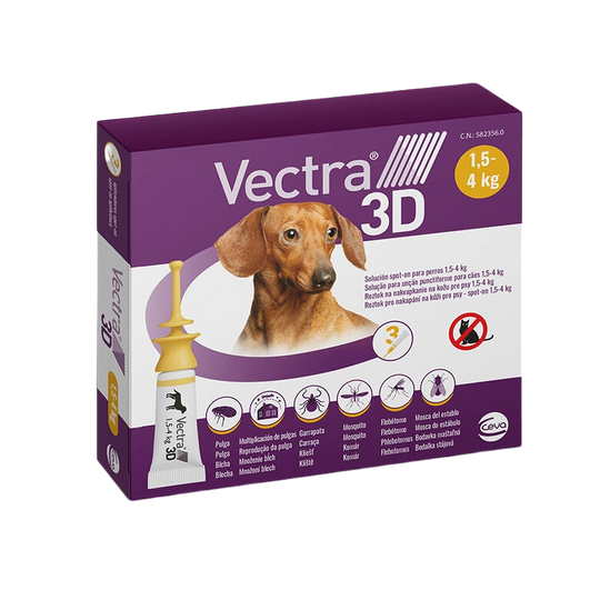 Vectra 3D spot-on for dogs 4–10 kg, 3 pipettes