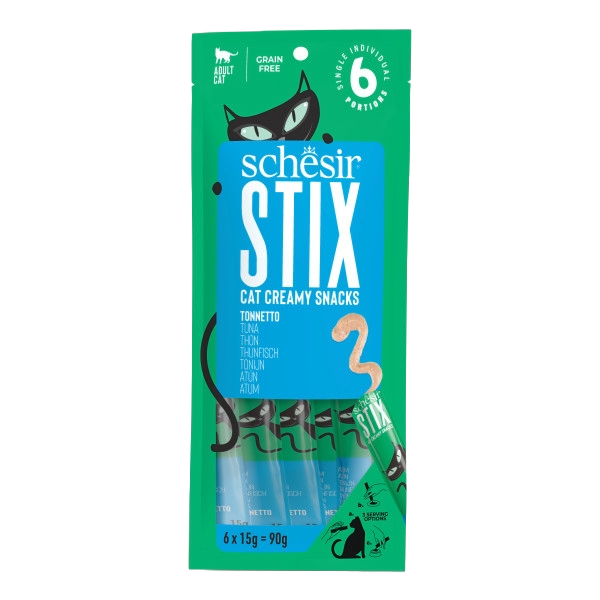 Schesir Snack Stix tuna creamy cat treats, 6 × 15 g