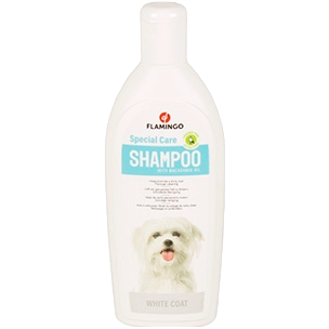 Flamingo shampoo for white-coated dogs with macadamia oil