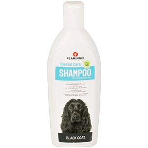 Flamingo shampoo for dark-coated dogs with macadamia oil