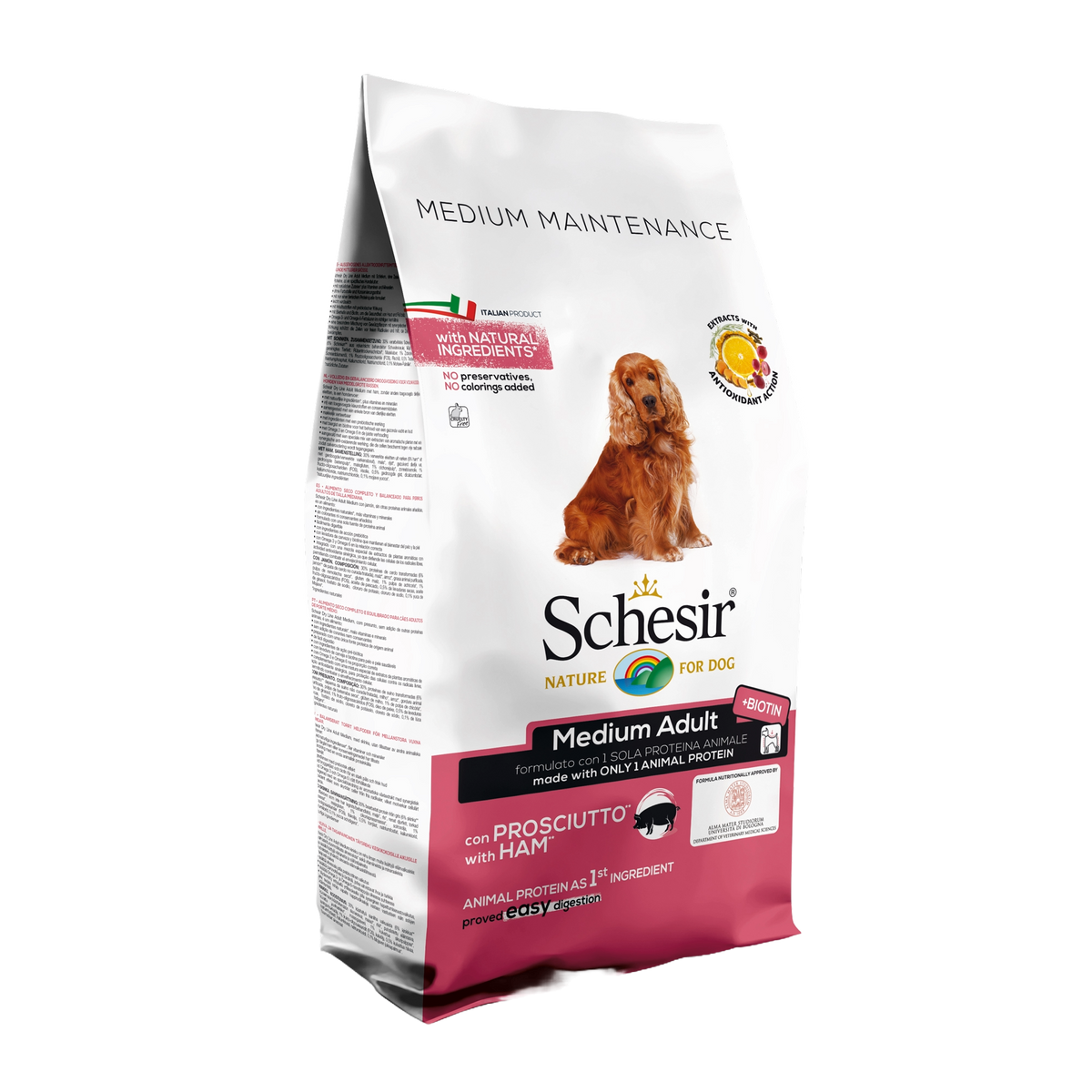 Schesir Medium Maintenance ham dry dog food, 12 kg