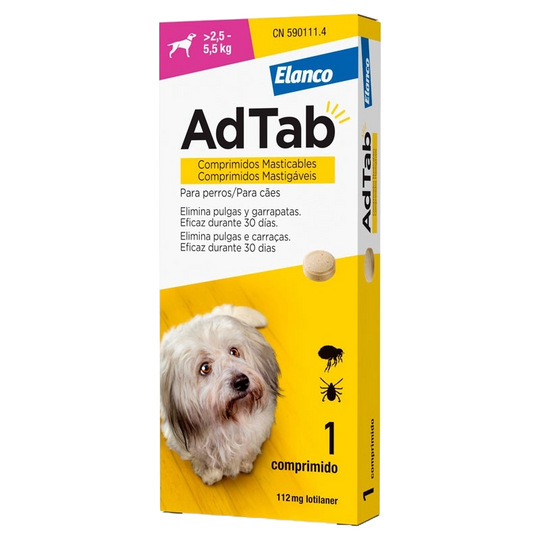 AdTab 112 mg flea and tick tablet for dogs over 2.5 to 5.5 kg