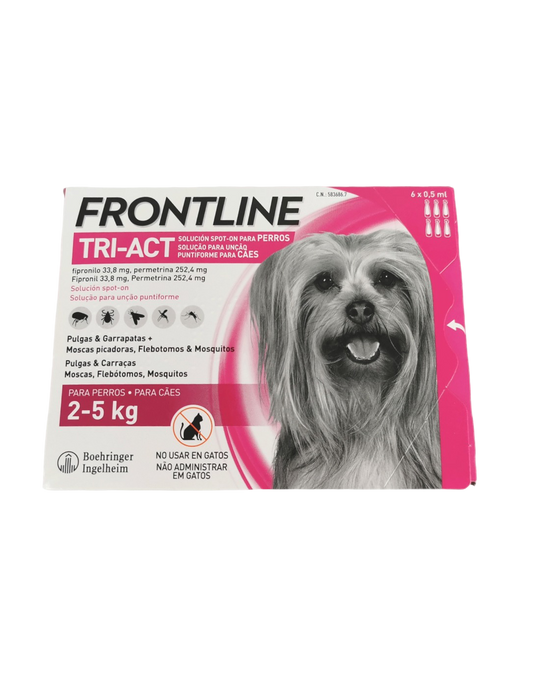 Frontline Tri-Act spot-on for dogs 2–5 kg, 6 pipettes