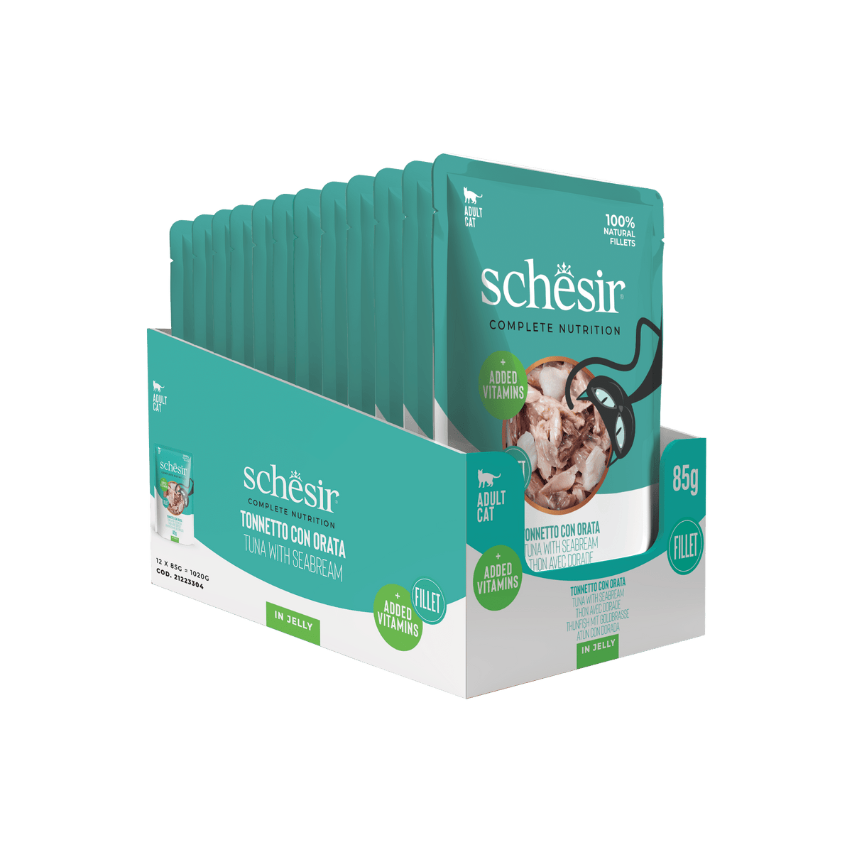 Schesir tuna with sea bream wet cat food, 85 g pouch – image 3