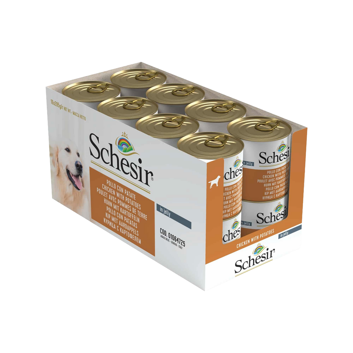 Schesir chicken with potatoes wet cat food, 285 g tin
