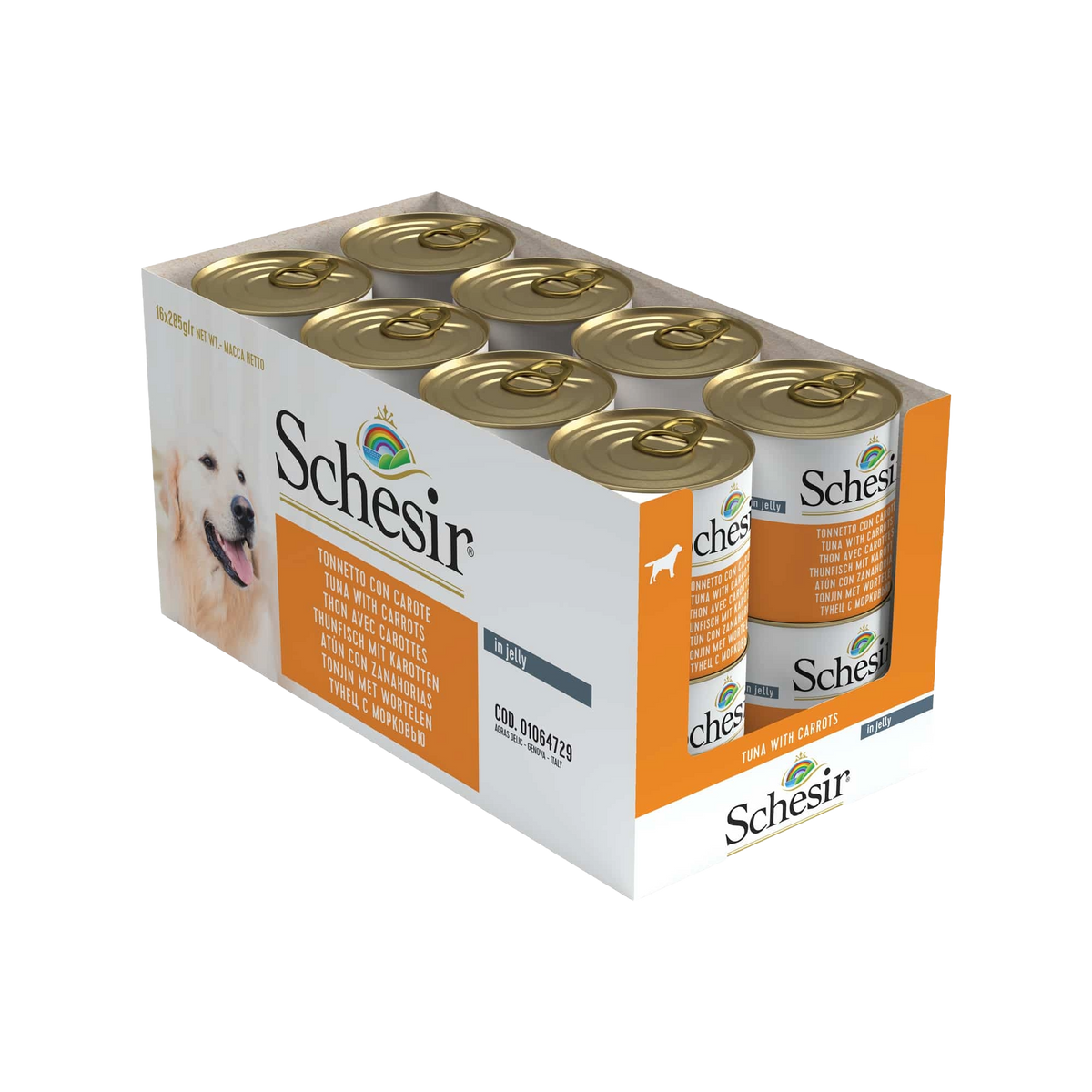 Schesir tuna with carrots wet cat food, 285 g tin