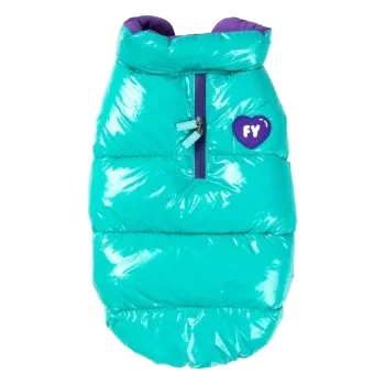 FuzzYard Amor Puffer Dog Coat, Turquoise