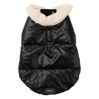 FuzzYard Sebastian padded dog coat in black, size 1