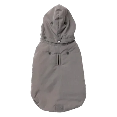 FuzzYard Essential hooded padded dog coat in grey