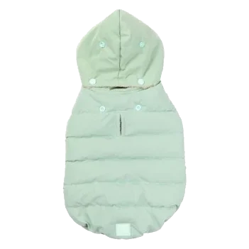 FuzzYard Essential Hooded Puffer Dog Coat, Mint