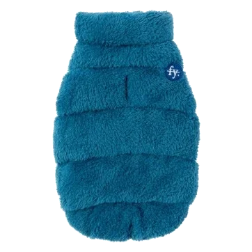 Teddy dog coat FuzzYard The Vaucluse in French blue