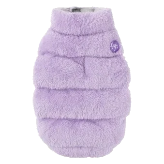 Teddy dog coat FuzzYard The Vaucluse in lilac