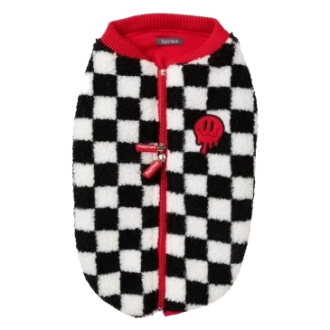 FuzzYard Ollie Red Check Sherpa Dog Coat