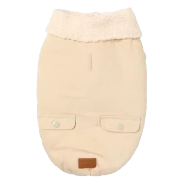 Sherpa-lined dog coat FuzzYard Frontier in tan