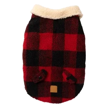 FuzzYard Lumberjack 25 Sherpa Dog Coat, Red