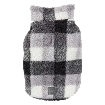 Fleece-lined check dog coat FuzzYard The Lumberjack, black and white