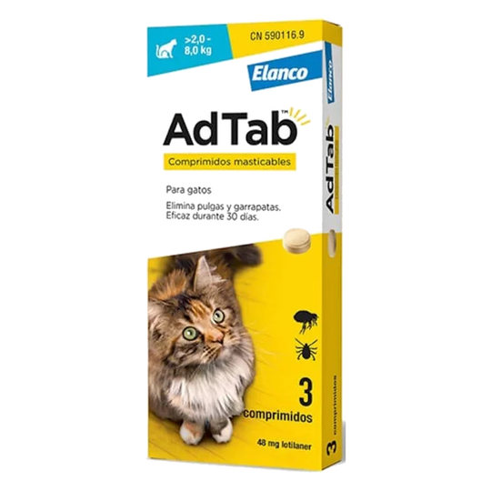 AdTab cat 12 mg flea and tick tablet, 2–8 kg, 3 tablets