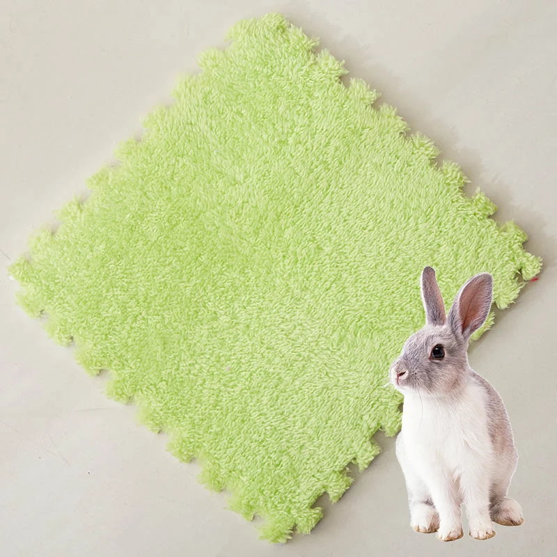 Alfombrillas encajables de peluche 30 x 30 cm para jaulas de roedores, 1 unidad / verde