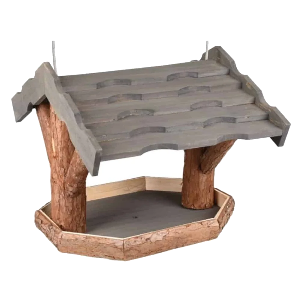 Bora grey house-shaped bird feeder
