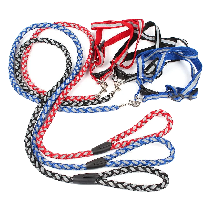 Dog Harness and Braided Lead Set, 8, 10 and 15 mm