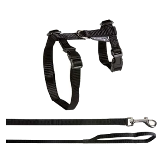 Black cat harness and lead set, XL