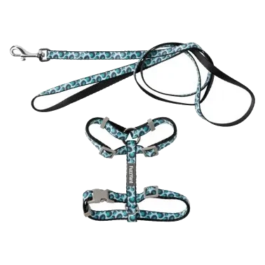 FuzzYard Wild One Aqua cat harness and lead set