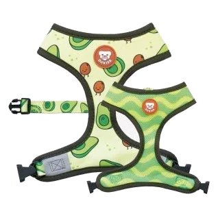 Dukier Avocado reversible dog harness, green and yellow, sizes T1 to T3
