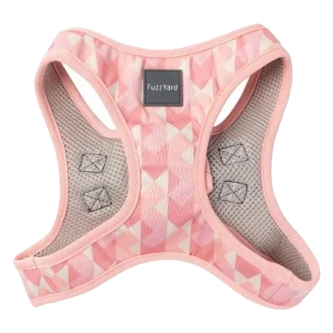 FuzzYard Pink Lemonade step-in dog harness with reflective strips