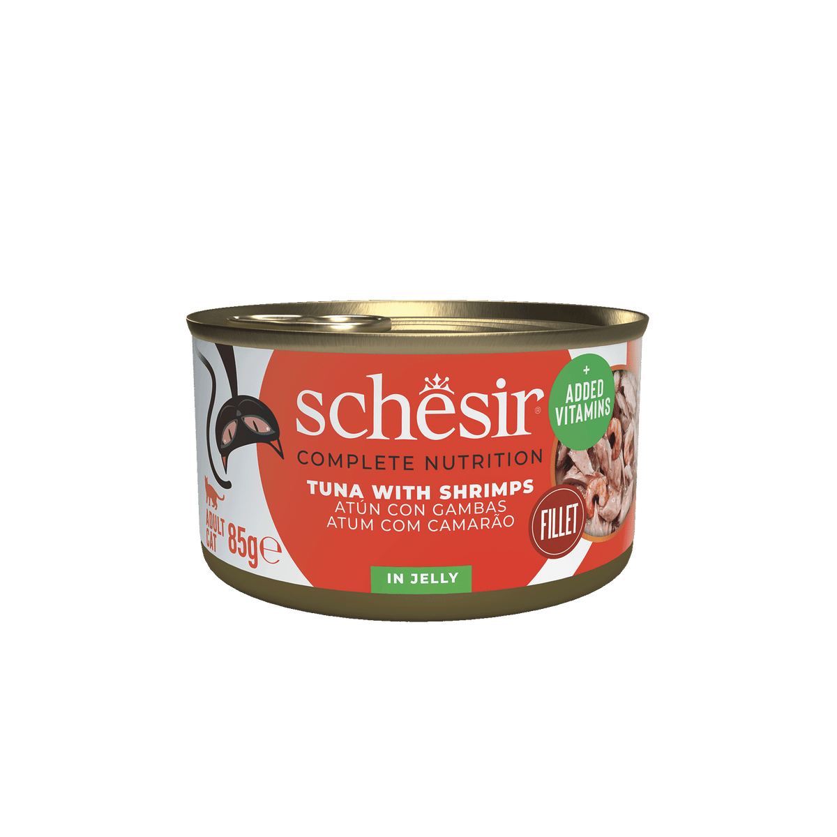 Schesir tuna with prawns wet cat food, 85 g tin