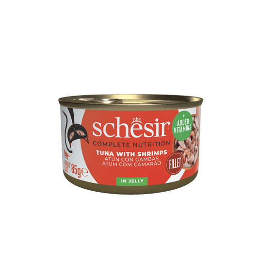 Schesir tuna with prawns wet cat food, 85 g tin