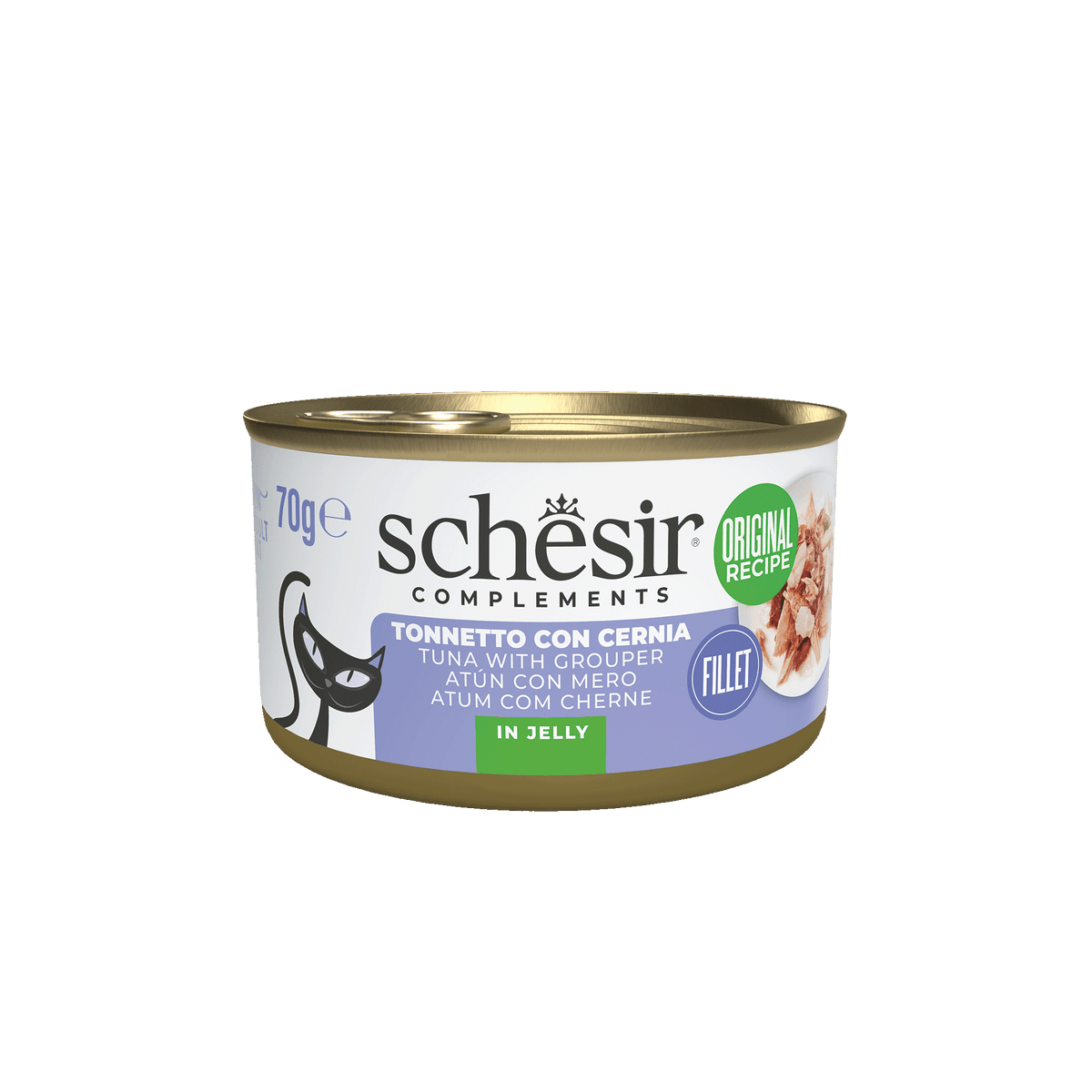 Schesir tuna with grouper wet cat food, 70 g tin