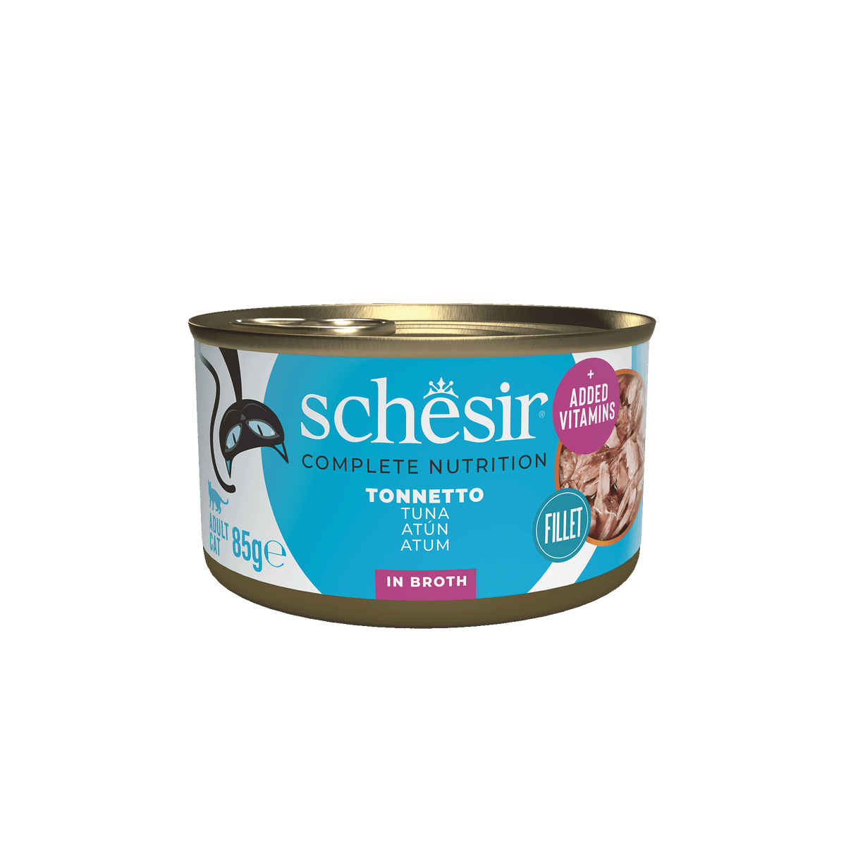 Schesir tuna in natural juice wet cat food, 85 g tin