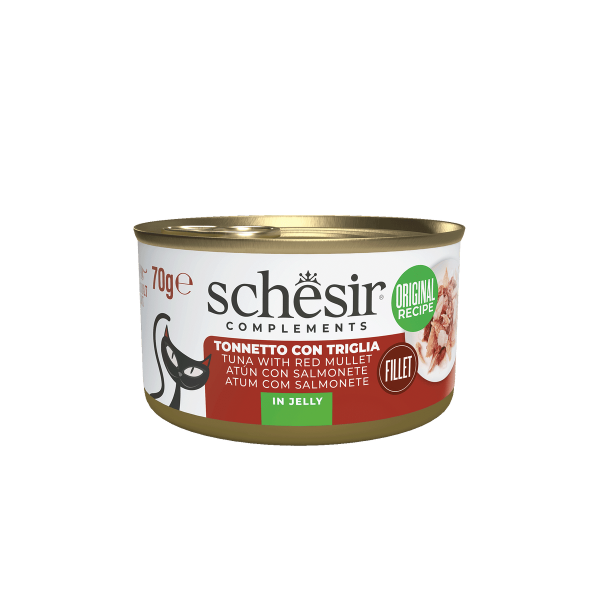 Schesir tuna with red mullet wet cat food, 70 g tin